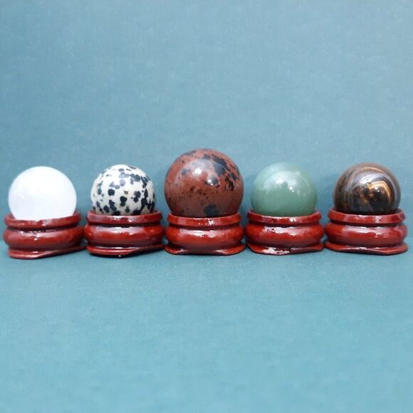 Crystal Energy Set 5 Small Healing Stone Spheres for Chakra & Meditation - Picture 13 of 13